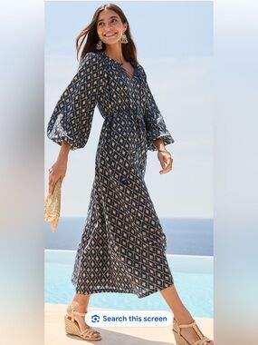 NWOT Tommy Bahama Diamond Cay Linen Blend Maxi Dress Size S/P Balloon Sleev